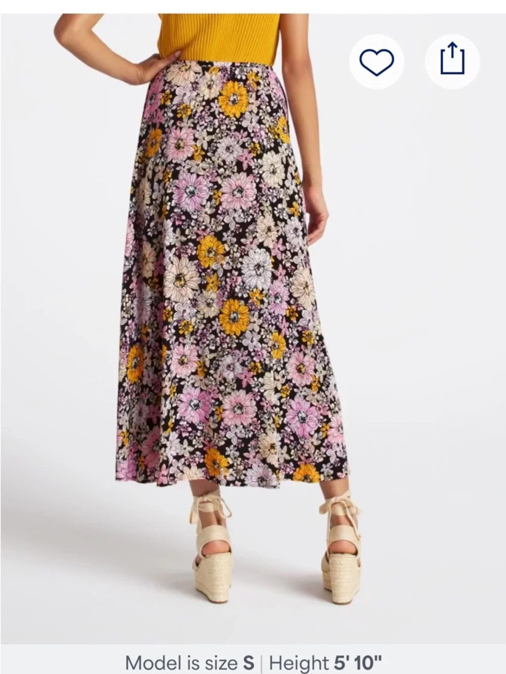 BB Dakota by Steve Madden Floral Maxi Skirt in Black, Pink, Yellow, Cream - Picture 3 of 5